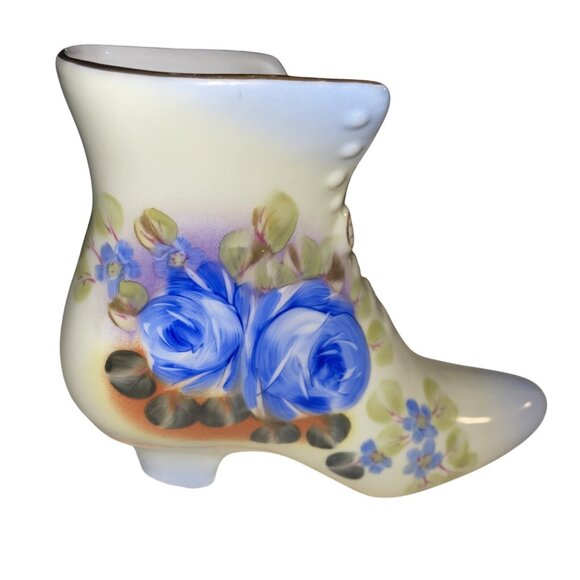 Antique Hand-Painted Nippon Boot Vase With Floral Pattern - Picture 7 of 12